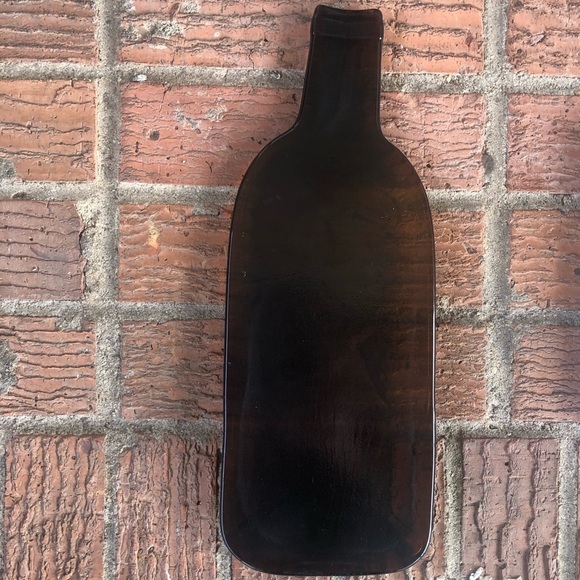 Melted Recycled Amber Glass Wine Bottle Cheese Tray Tropical Spreader & Napkins - Picture 7 of 7